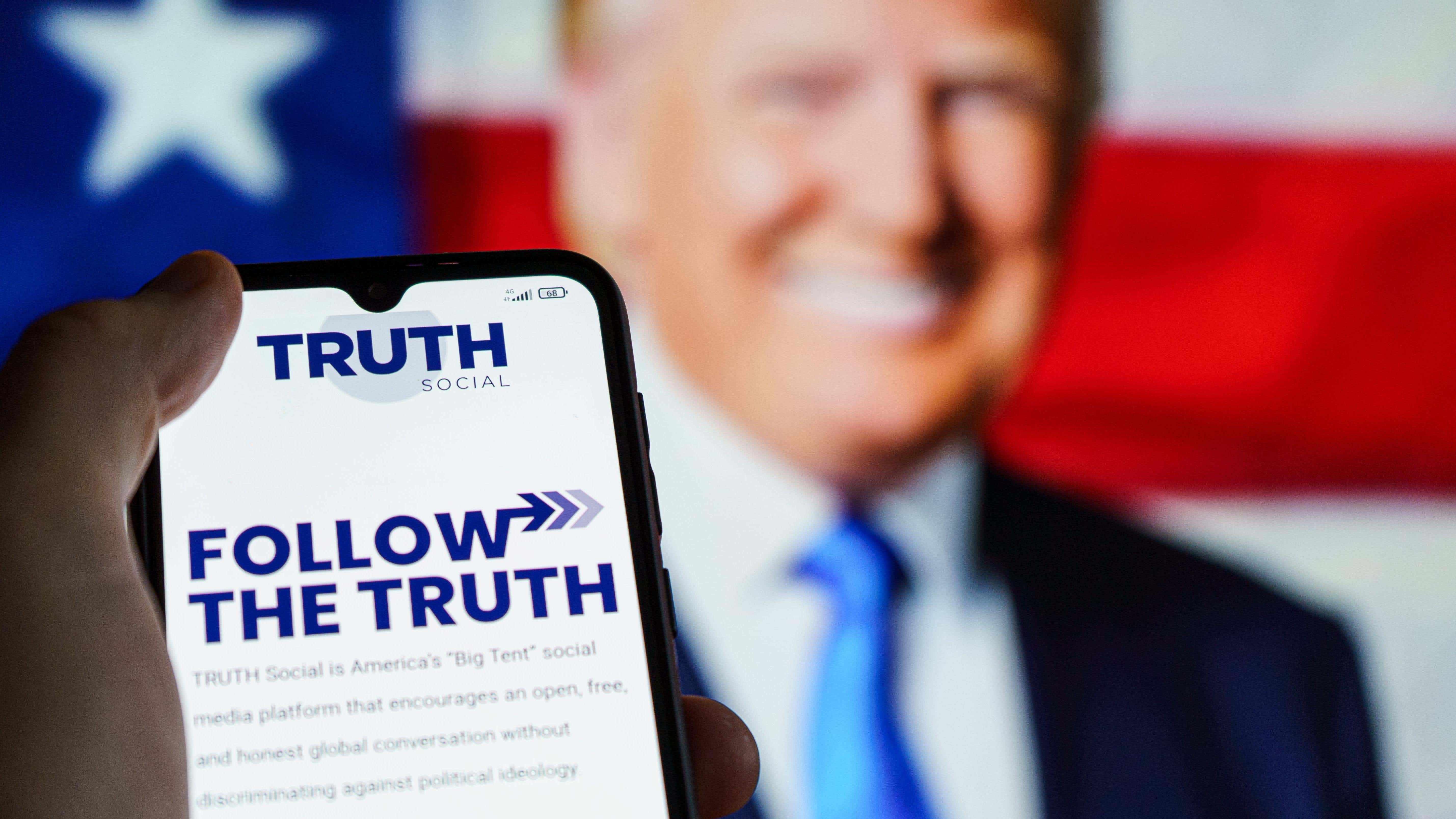 Bild für Artikel mit dem Titel „Approved Truth Social Deal“ wirft Trump ein potenzielles milliardenschweres Rettungspaket zu